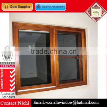 wood color Aluminium sliding glass window