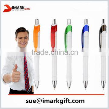 promotional plastic logo print ball pen with colorful clip wholesale cheap plastic pen