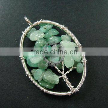 40x55mm oval handmade wiring tree in random green jade jasper stone pendant charm DIY supplies 1820244