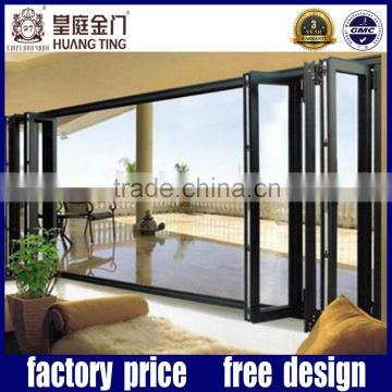 Aluminum tempered glass bifold folding door used exterior doors