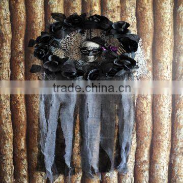 Skull With Mask &Black Rose Wreath