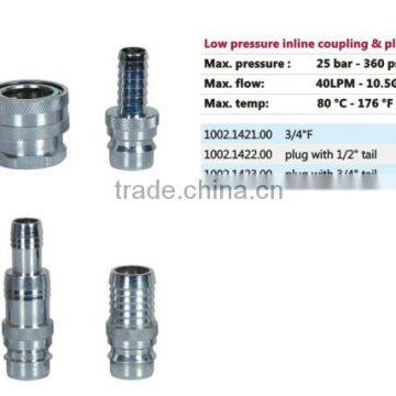 25 bar low pressure inline coupler and plug