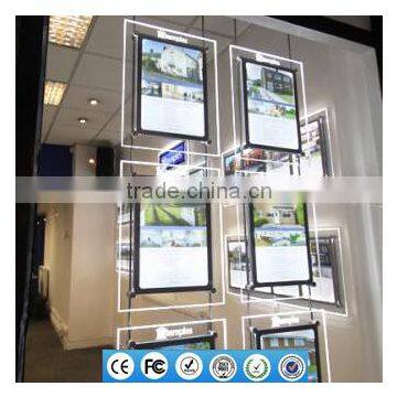 Cable hanging display system led edge lit sign base digital window posts frames