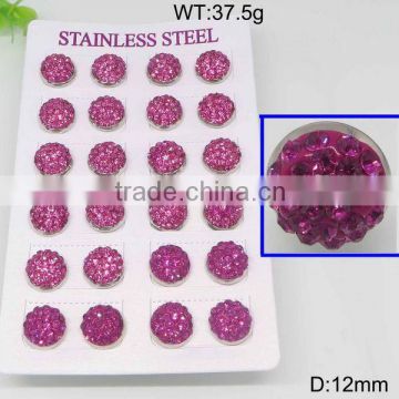 Powell wholesale pink stone silicone earring in steel color