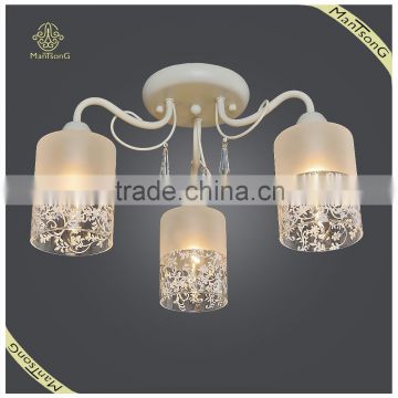 Traditional Beautiful Glass Shade Ceiling Lamp for Home and Hotel, 3 Lights Ceiling Lamp