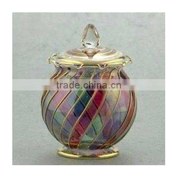 Egyptian Hand Blown Bonbonniere Glass Candy Jar