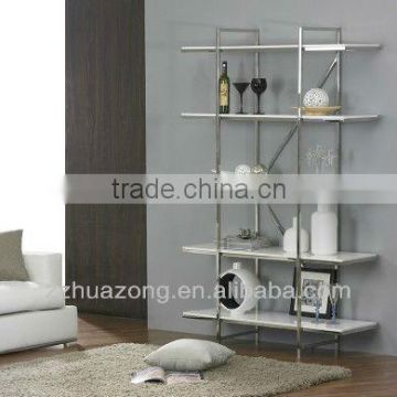 Modern White High Gloss MDF Shelves With Chromed Steel