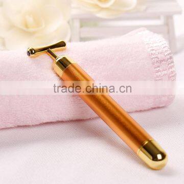 Mini OEM ODM 24K Gold Electroplated Handheld Vibrating Beauty Bar Facial Massage Roller photo-4