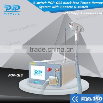 Q-switch POP-QL5 black face Tattoo Removal System with 3 nozzle Tattoo Removal Q-switch