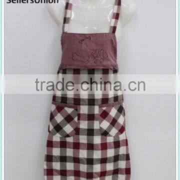 No.1 yiwu commission agent wanted Good Quality Check Pattern Printed Cotton Cooking Heavy Apron