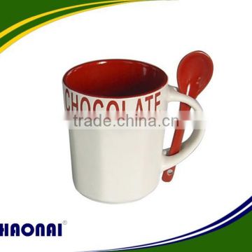 ceramic cups with spoon,coffee mug with spoon