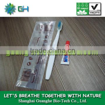 PLA 100% biodegradable plastic portable toothbrush and toothpaste