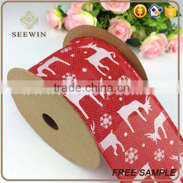 Cheap Wholesale Polyester organic Linen for Christmas Ribbon