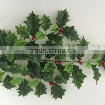 Artificial Holly Plant Branch With Red Berries photo-3