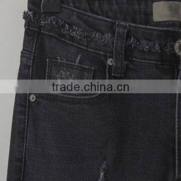 2017 OEM Casual Ripped Women Denim Pants L6983 Simple Style photo-3