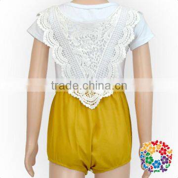 2017 Baby Summer Outfits Wholesale Short Yellow Baby Bloomer With Two Side Lace Baby Bloomer Shorts photo-4