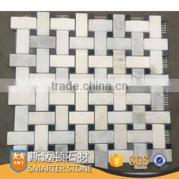 Basketweave 25x48 mm white stone marble mosaic tile for hotel