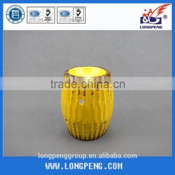 Home Decorative Table Top Elegant Yellow Glzaed Ceramic Tealight Candle Holder With Distressed Finish