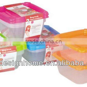 2 PCS FUCHSIA, TURQUOISE, LIME GREEN, ORANGE 0.4L SQUARE PP PLASTIC FOOD CONTAINER