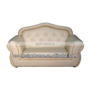 BEIGE PU/WOODEN KID TWO SEATS CHESTERFIELD SOFA