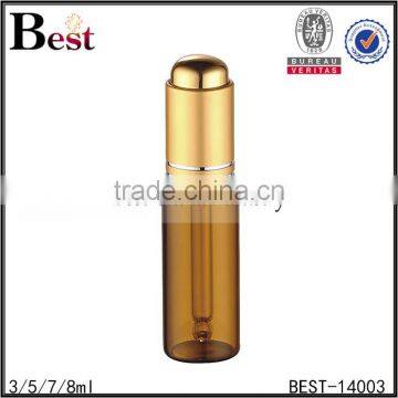Best Selling 3ml 5ml 7ml 8ml Cosmetic Essential Oil Bottle Perfume Glass Amber Golden Aluminum Pump Glass Perfume Bottle China photo-4