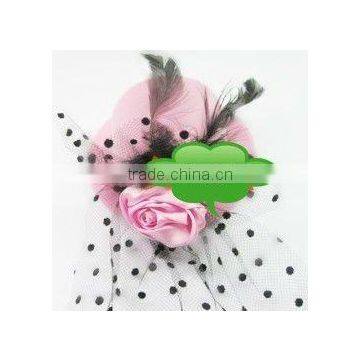 fashion pink rose flower mini top hat church hats