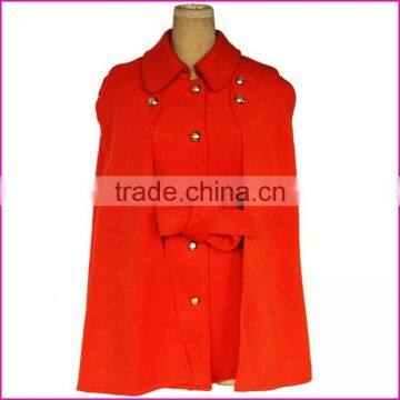 Women fancy style red worsted wholesale coat from China supplier