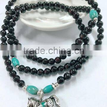 Wholesale Natural Silver Garnet Turquoise Beaded Necklace photo-3