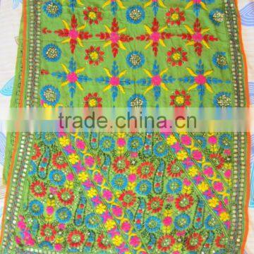 Green multicolor PHULKARI GEORGETTE DUPATTA SHAWL, sequin Hand embroidery