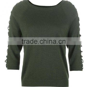 lacing short sleeve sweater design for women (BKN68)