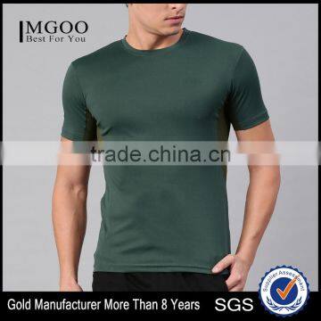 Men Green Solid Custom Color Round Neck T-Shirt Customize Mens Sports Bodybuild Tops Pure Polyester Always Fresh Running Tee