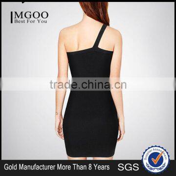 MGOO High Quality Dress Factory Customized Design Boydcon Dress For Women Gold Chain One Shoulder Vestidos H980 photo-4