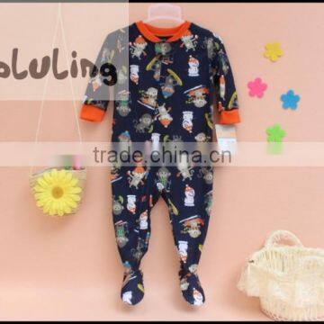 TinaLuLing Wholesale 100% cotton Boys Merry Chirstmas Monkey Pajamas Adult Kids Cotton Knit Footed Pajamas