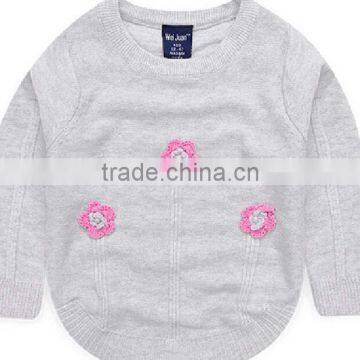 Custom Factory Latest Fancy Embroidered Flower Winter Kids Cottton Sweater photo-3