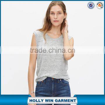 Women soft linen heathered muscle stringer tank top wholesale