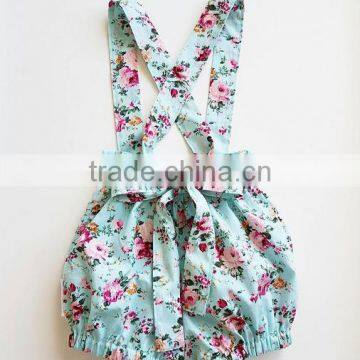 Custom Boutique Baby Girl Flower Printed Bubble Cotton Pants photo-2