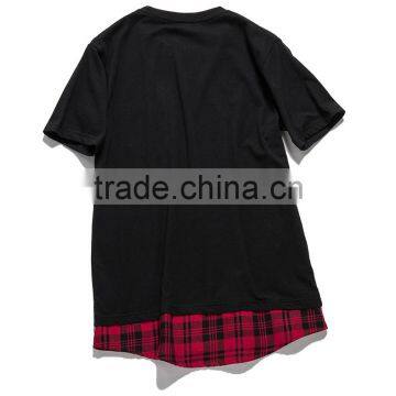 China Factory 100% Cotton Cheap Plain Plaid Color Black Tee Shirt Men photo-4