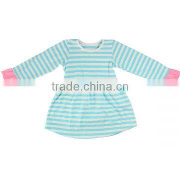 Baby Frock Design Casual Dress Ruffle Stripe Girls Boutique Dress Children Cotton Dresses