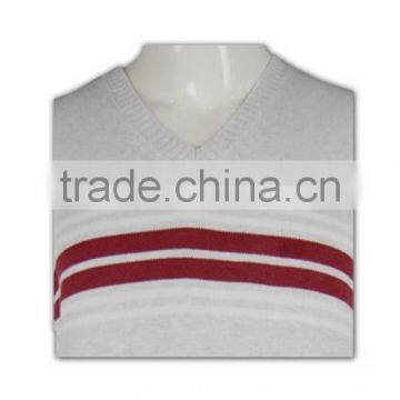 ISO9001/BSCI Manufature High Quality Light Grey Stylish Striped Knitted Vest