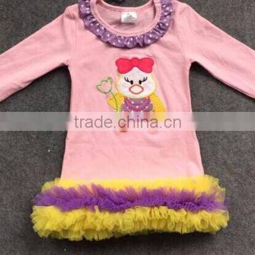 Easter new design 2016 girls dress Summer dress popular holiday baby kids chick long sleeve