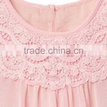 2017 OEM Services Fashion Custom Clothing Child Smocked Dress Lace Neckline Flutter Dress photo-3