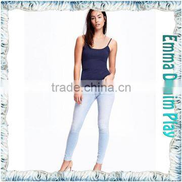 Latest Models Vogue Design Ladies Sexy Wear Wide Open Indigo Cotton Tank T Shirt