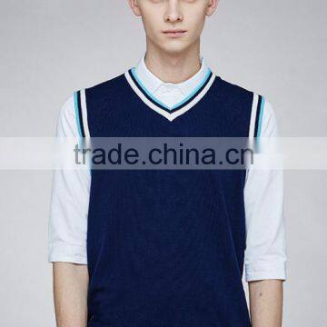 Custom Wholesale Mens Basic Design V-neck School Uniform Sweater Vest for Sale photo-2