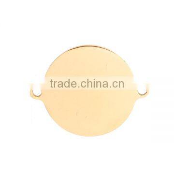 Stainless Steel Connectors Round Gold Plated Blank Stamping Tags