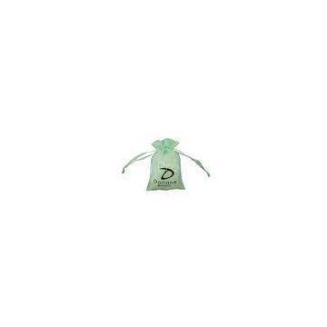 Mini Laurel-green Organza Drawstring Pouch With Logo For Packing Jewelry