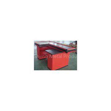 Stainless Steel Red Convenience Store Checkout Counter 2000L*1000W*900H mm