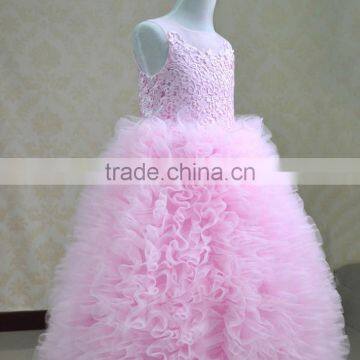 Hot Sale Kids Exquisite Lace Dress Embroidered Tops European Style for Party Wedding 5 Colors In Stock photo-2