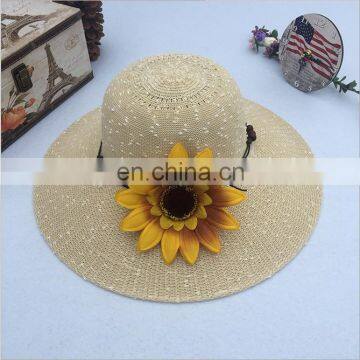 Large Eaves Seaside Holiday Beach Straw Hat Flower Sun Hat