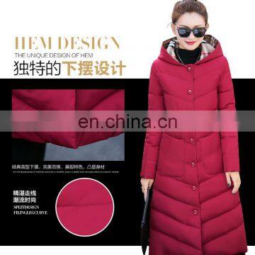 S1002 New Long Section of the Knee Slim Was Thin Hooded Large Fashion Warm Down Jacket Cotton Jacket S1002