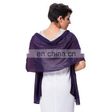 Stock 72*18" Dark purple Chiffon Shawl Scarf Wrap Neckerchief for Bridal Evening Dress KK000229-7